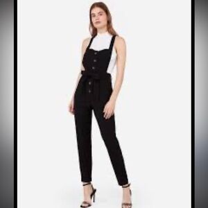 Express Black Button-Front Jumpsuit